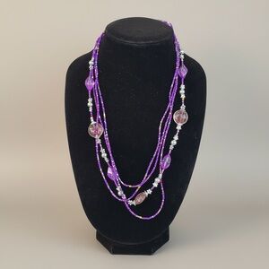 May Y Sol Purple Multi-Strand Beaded Necklace